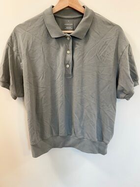 Everlane Cotton Polo Top Women’s M Sage Green Short Sleeve Minimalist Casual
